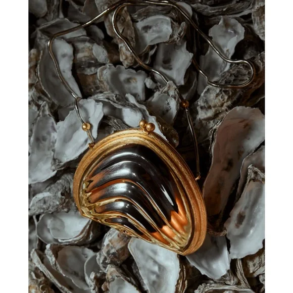 ZARA GLAM Silver and Gold Tone Clam Shell Crossbody
Bag - Picture 5 of 6